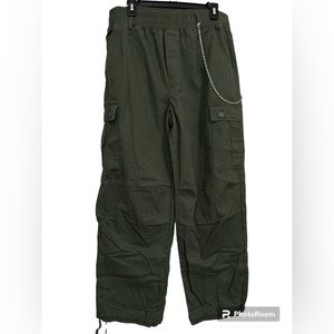 NWT Forever 21 Army Green Cargo Pants Wide Leg Baggy Size XL